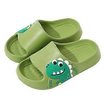Sommerliche Hausschuhe für Jungen und Mädchen, bequem, mit Dinosaurier-Motiv, offener Zehenbereich, stylische Flip-Flops für Kleinkinder, grün, 5,5-6 Jahre