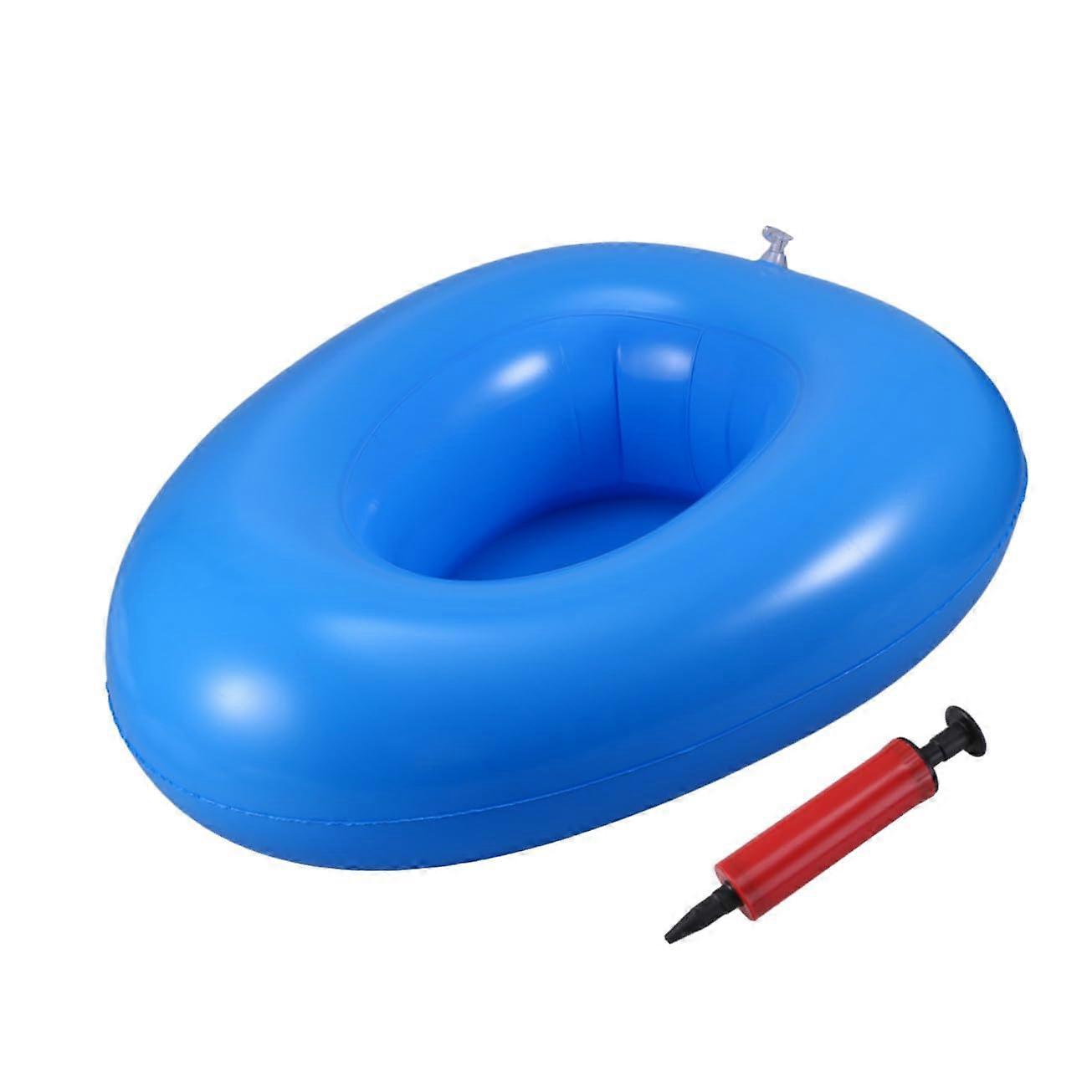 Inflatable Bed Pan for Elderly Patients Easy Clean Comfortable Surface Foldable Design Blue