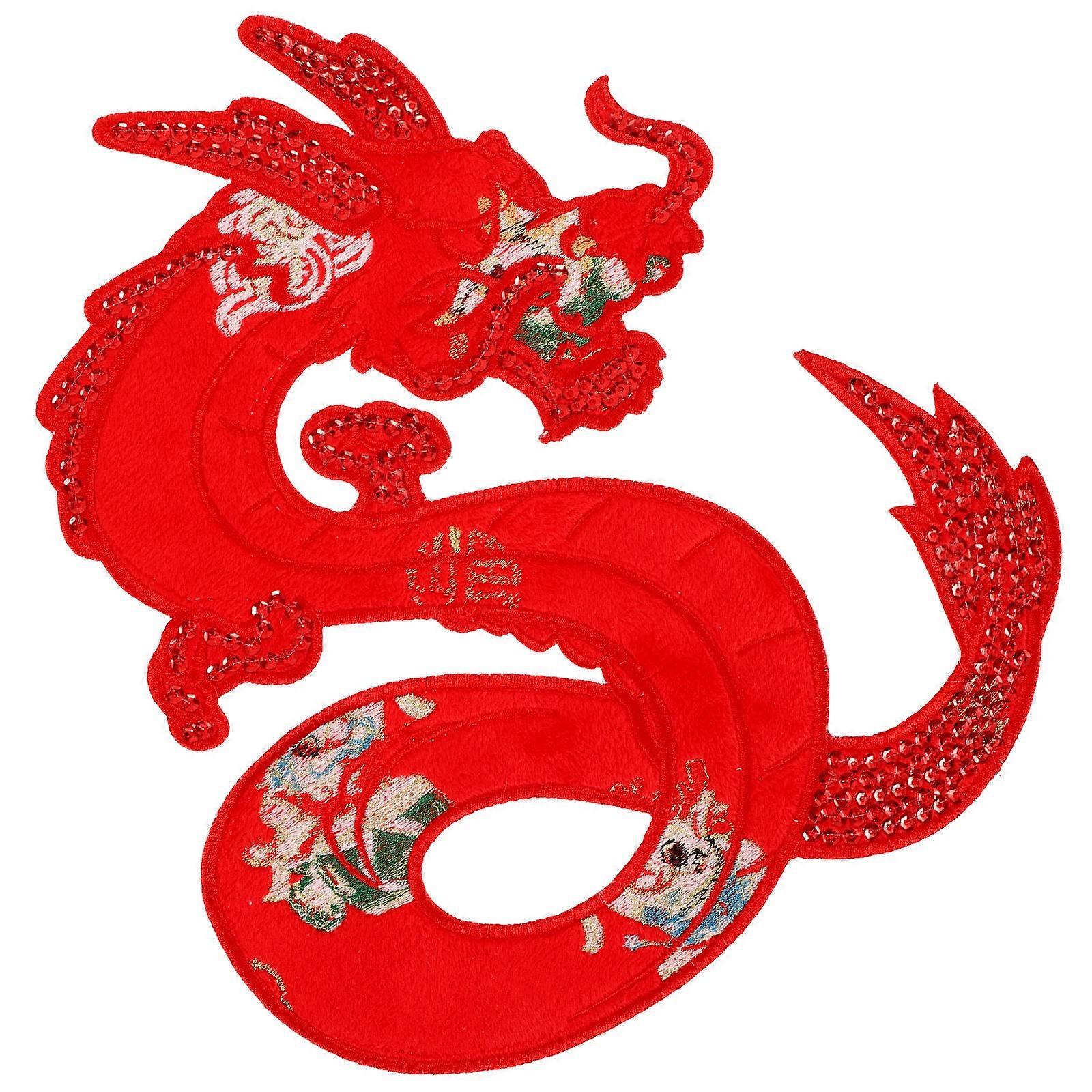 Dragon Shape Clothes Patch for DIY Use 3Pcs Red Cloth Applique Accessory