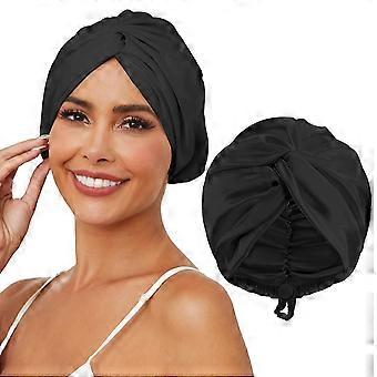 Verstellbare Seidensatin-Haarhaube zum Schlafen, Doppelschichtige Haarwickel-Schlafmütze Turban, Frauen Nachtwickel-Schlafmütze Turban für Männer