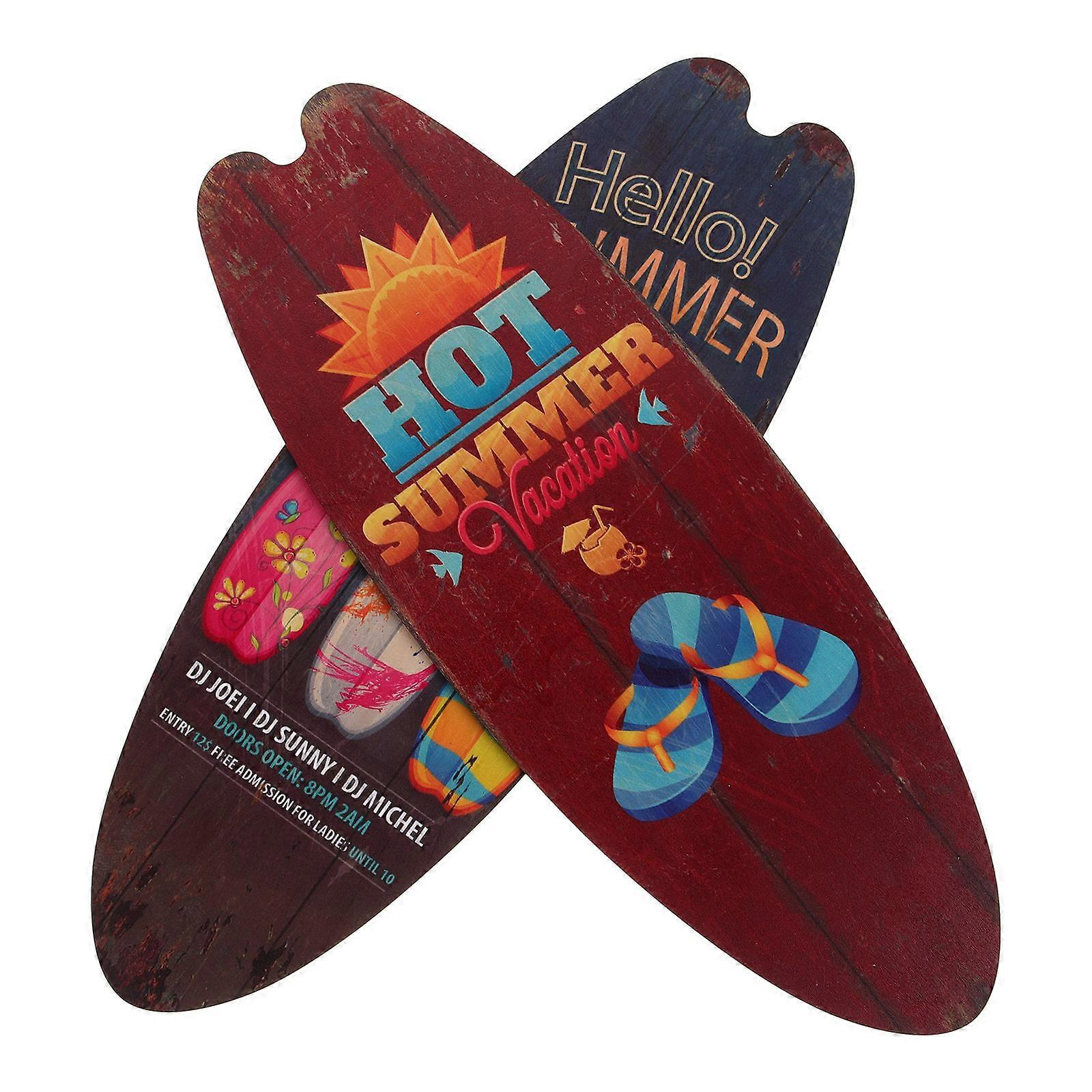Ocean Theme Wood Surfboard Wall Decor for Beach 2Pcs Pack