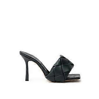Bottega Veneta Lido Mule Sandals In Dark Green Intrecciato Leather