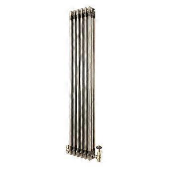 Traditional 3 Column Radiator & Valves – 1500mm x 290mm - Raw Metal