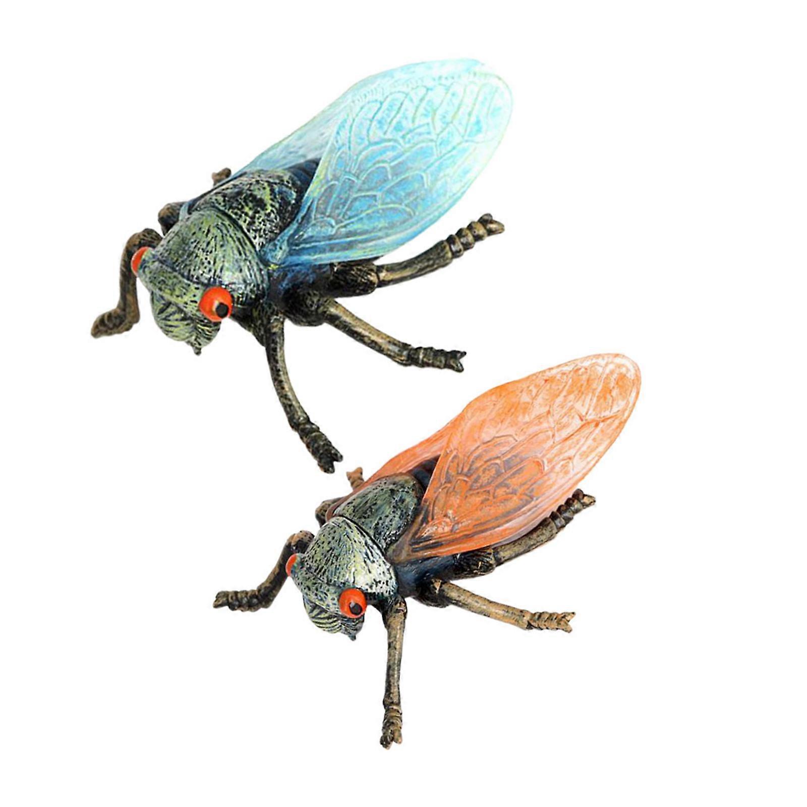 Plastic Insect Model Simulation Cicadas Figurine for Decoration 2Pcs Set
