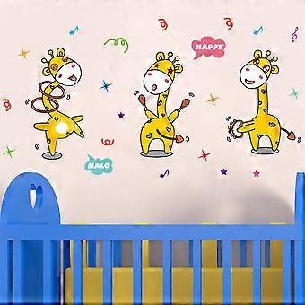 Heytea Cartoon Happy Dancing Deers Adesivo de Parede Removível, Crianças Crianças Bebê Casa Quarto Berçário DIY Adesivo Decorativo Arte Mural de Parede