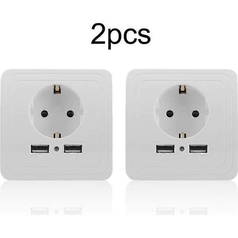Conjunto de 2 tomadas de parede 2 portas USB
