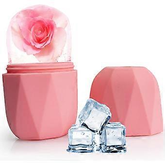 Rolo de gelo para rosto e olho, ferramentas de cuidados da pele facial para inchaço, alívio de enxaqueca e lesões menores (rosa)