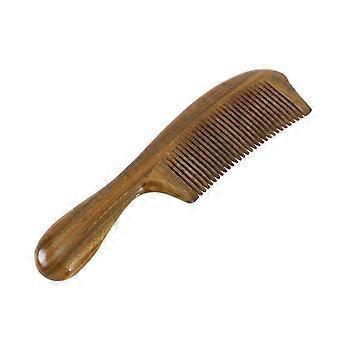 Thick Handle Green Sandalwood Wooden Comb Close Teeth Anti-static Hair Care Head Massage Wooden Hair Comb (Two Styles Random)