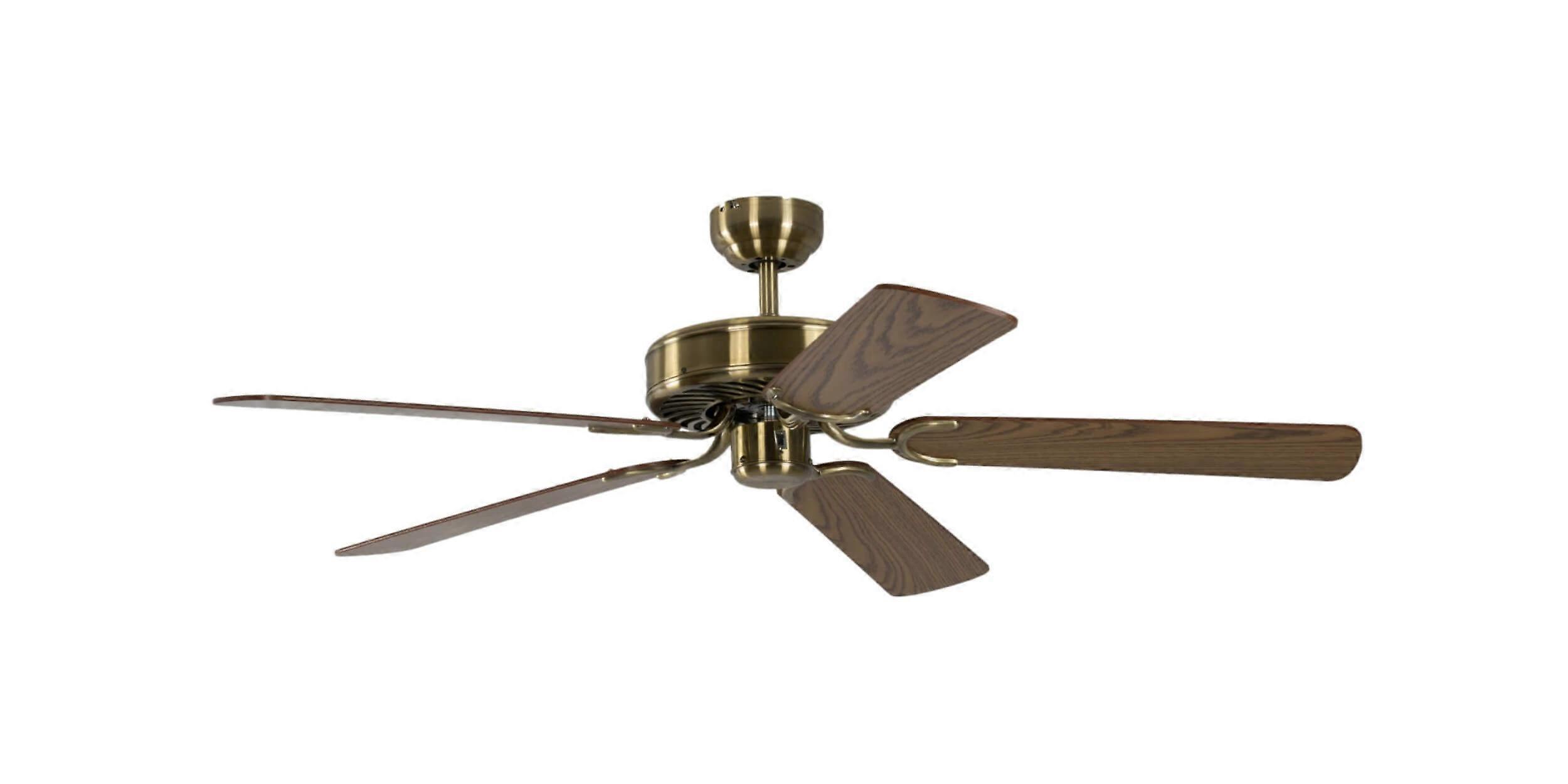 Deckenventilator Potkuri Messing antik / Eiche