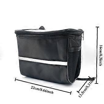 Collapsible Bike Basket Handlebar Bag, Large Capacity Nylon Front Storage with Reflective Strip, Detachable for Shopping Commuter Pet Camping, 1 Pack