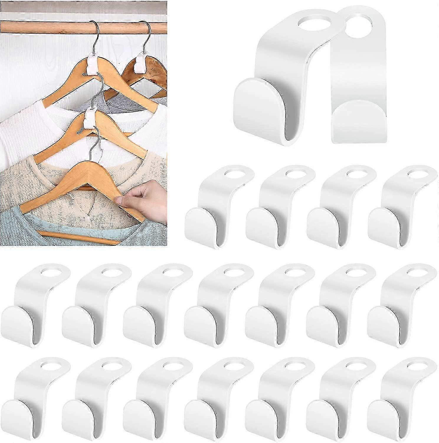 100 Pcs White Space Saving Clothes Hanger Connector Hooks Triangular Design