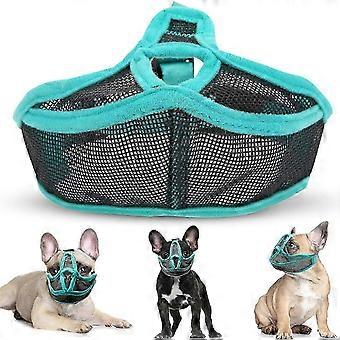 Dog Muzzle Mesh Breathable Adjustable L35 44cm Short Snout Anti Bite Bark Control for French Bulldog Pug Chihuahua