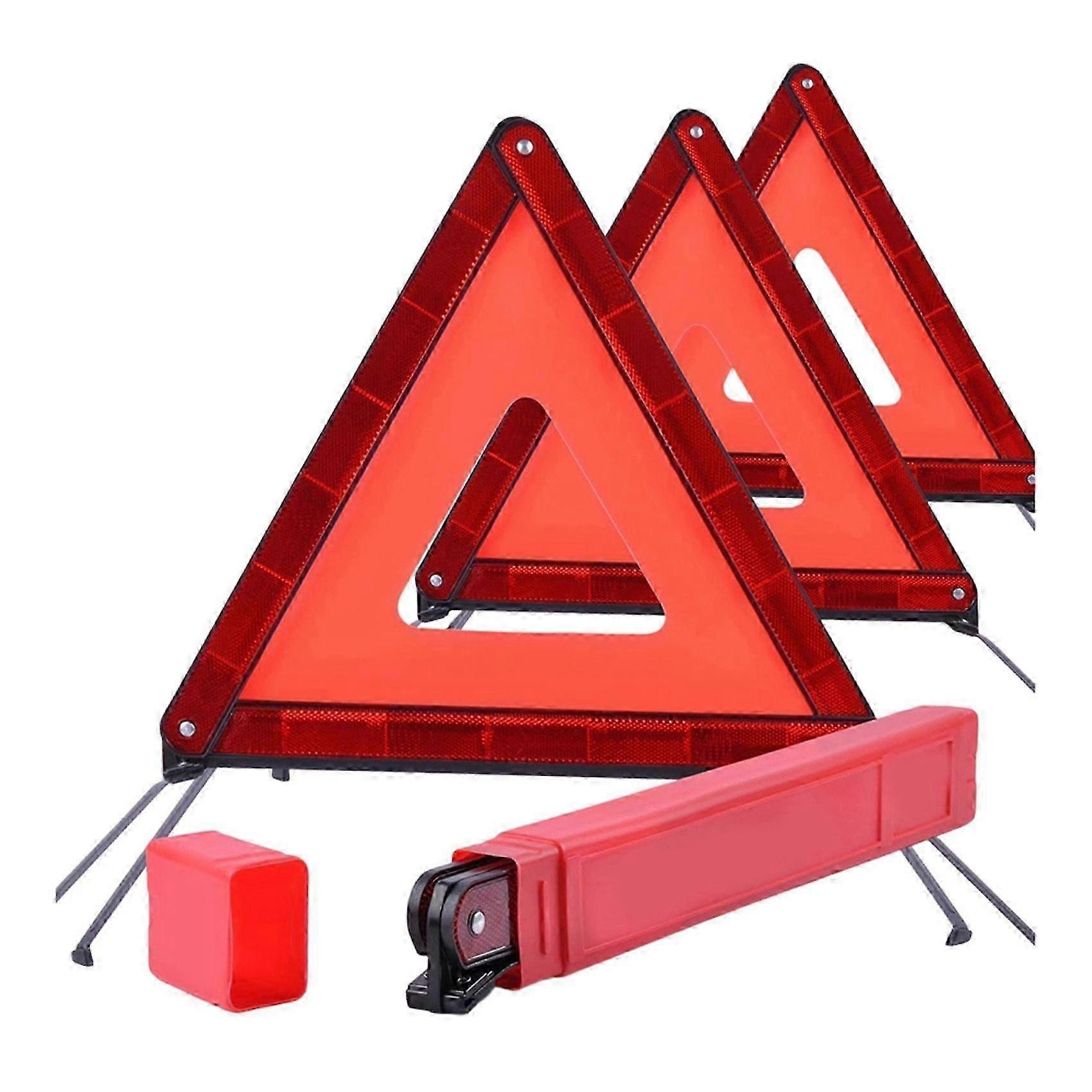 3pcs Standard Emergency Triangles, Warning Triangles for Vehicles, Reflective Triangle, Safety Triangles with Case