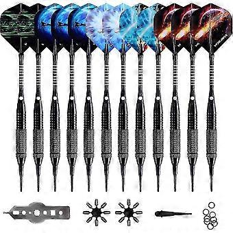 12-teiliges Soft-Tip-Darts-Set mit zusätzlichen Spitzen, Flügen, Protektoren und Werkzeugsatz