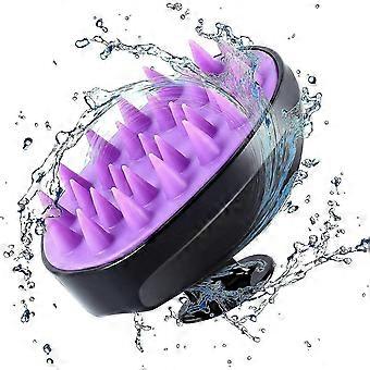 Massager Shampoo Brush, Soft Silicone No Flaky Hair Scalp Brush for Wet or Dry Hair,Anti Dandruff Brush (Black and Purple)