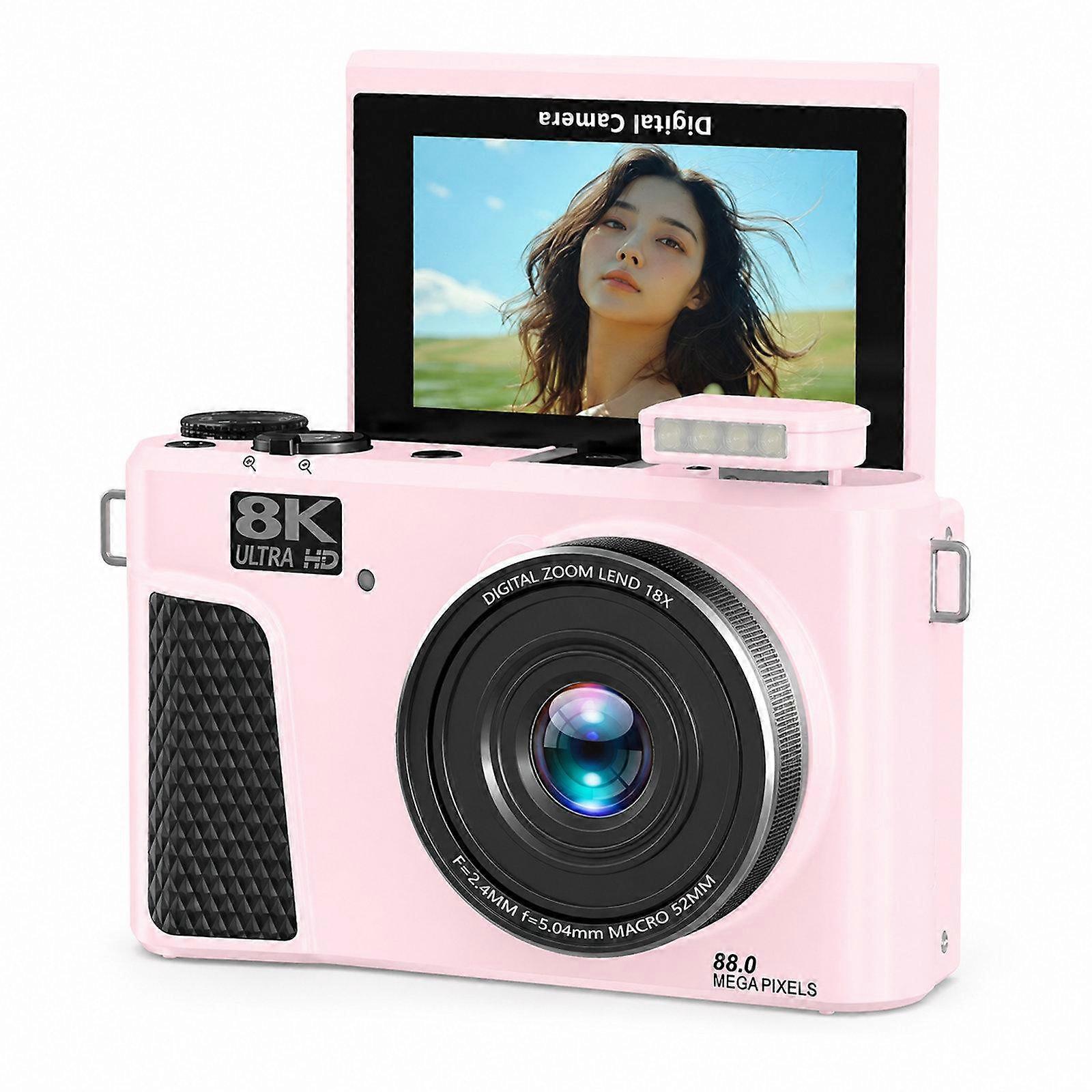 8K Digital Camera Pink 128GB Memory Card+USB Card Reader