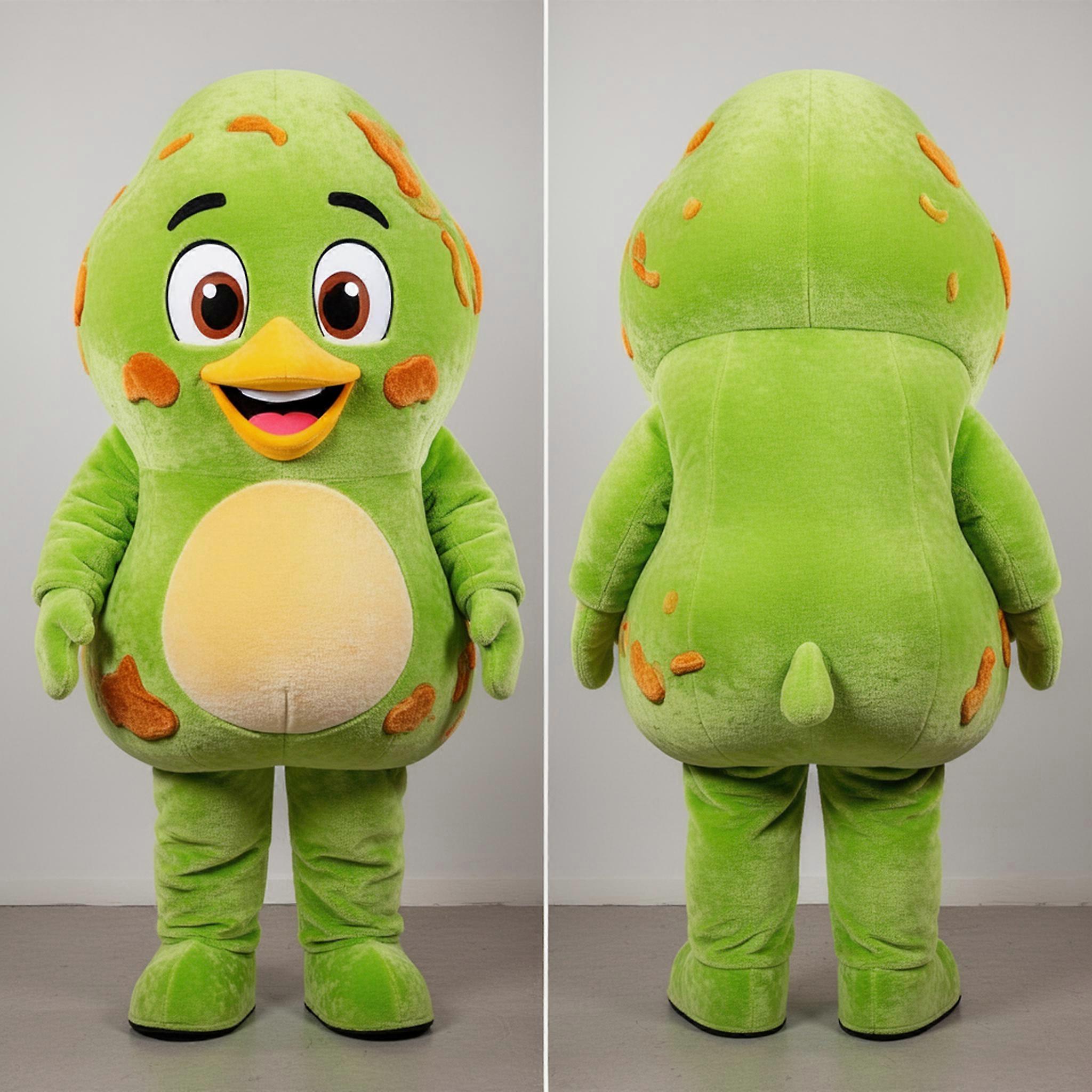 MASTICOT Lime Green Roaring Fried Chicken Mascot