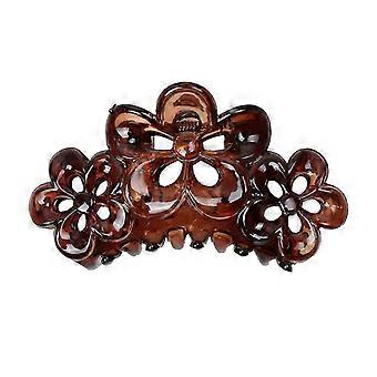 Hair Claw Clip Large Flowers Floral Resin Brown Women Headpiece