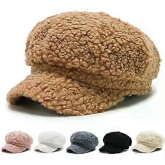 Plush Solid Color Korean Version Keep Warm Painter Hat Women Beret Autumn Winter Shade Fashion Peaked Cap Newsboy Cap