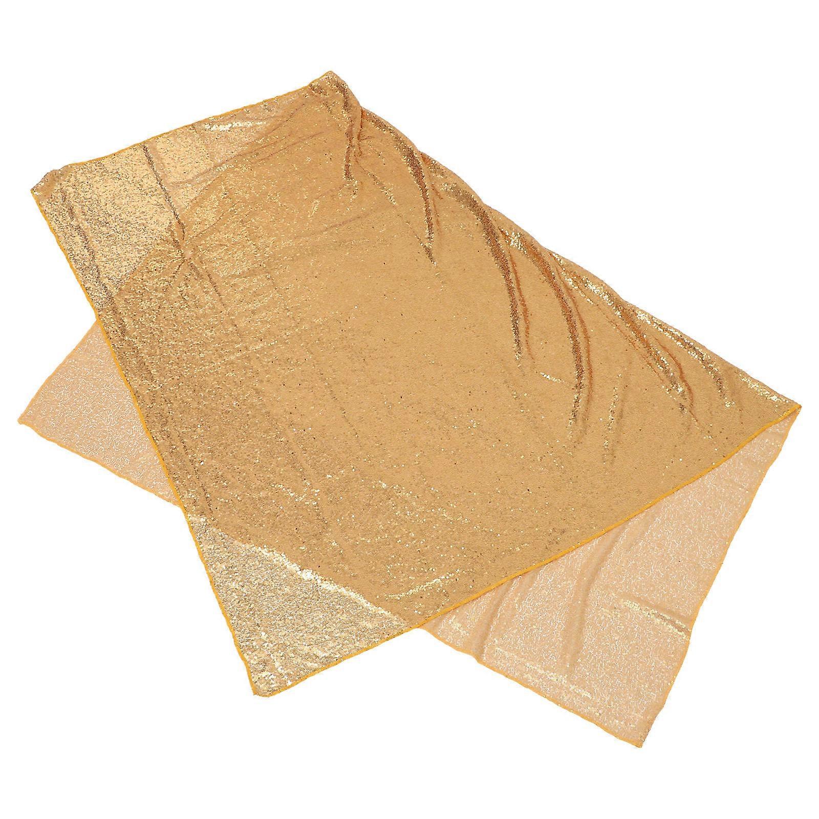 Sequin Table Runner Golden Polyester Table Cover for Wedding