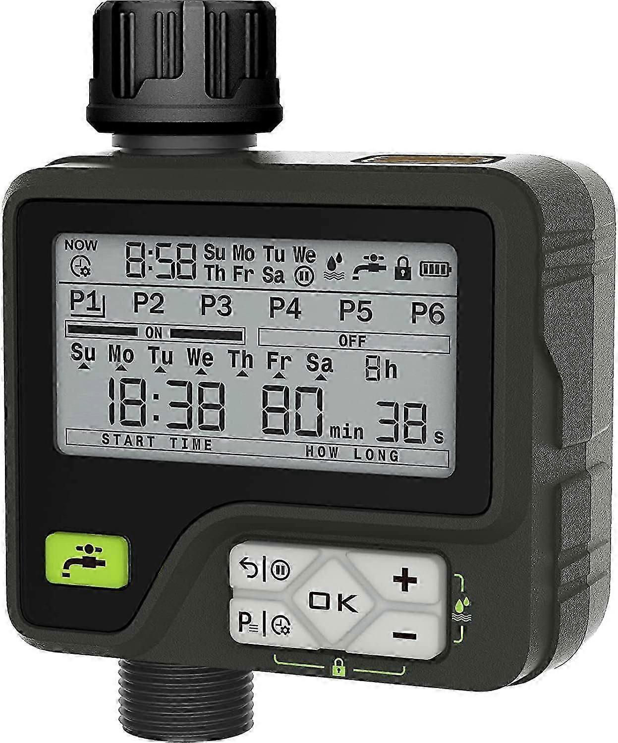 Automatic Watering Timer Garden Rain Sensor Sprinkler Timer Irrigation System Controller 6 Independent Programs,13.6*10.1cm