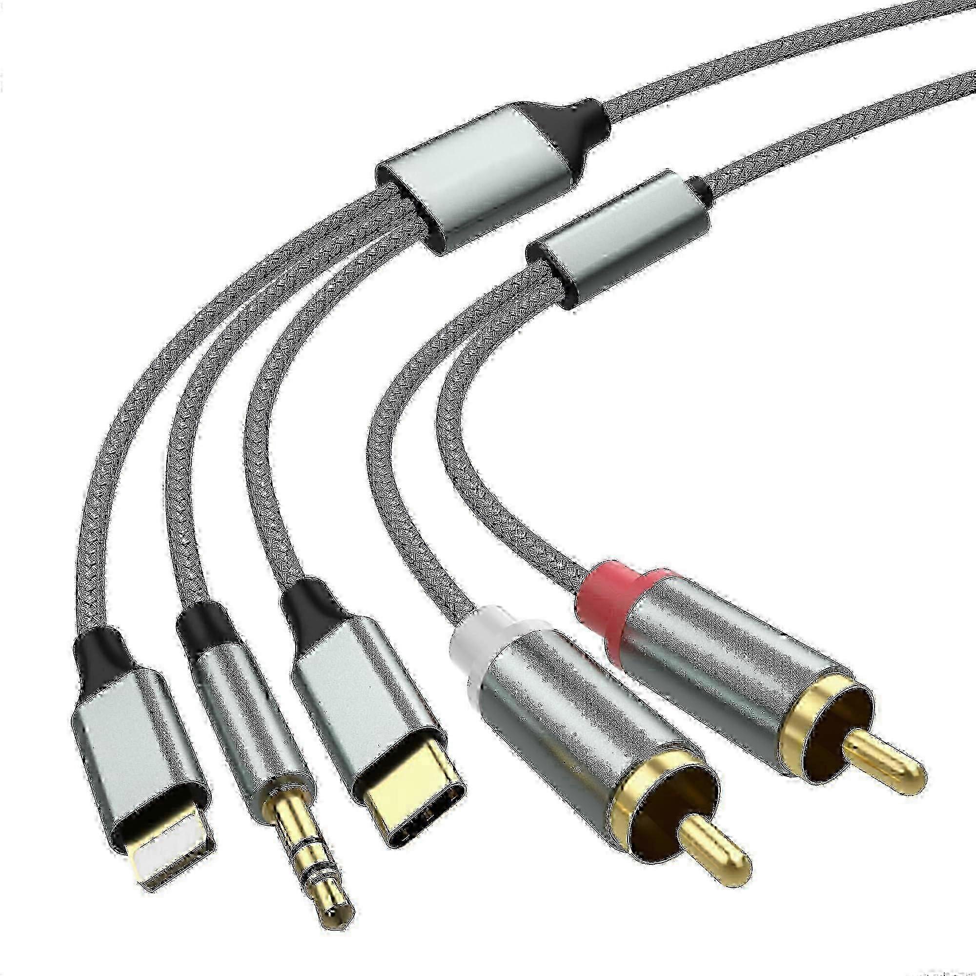 3-in-1 RCA Audio Cable for iPhone USB-C