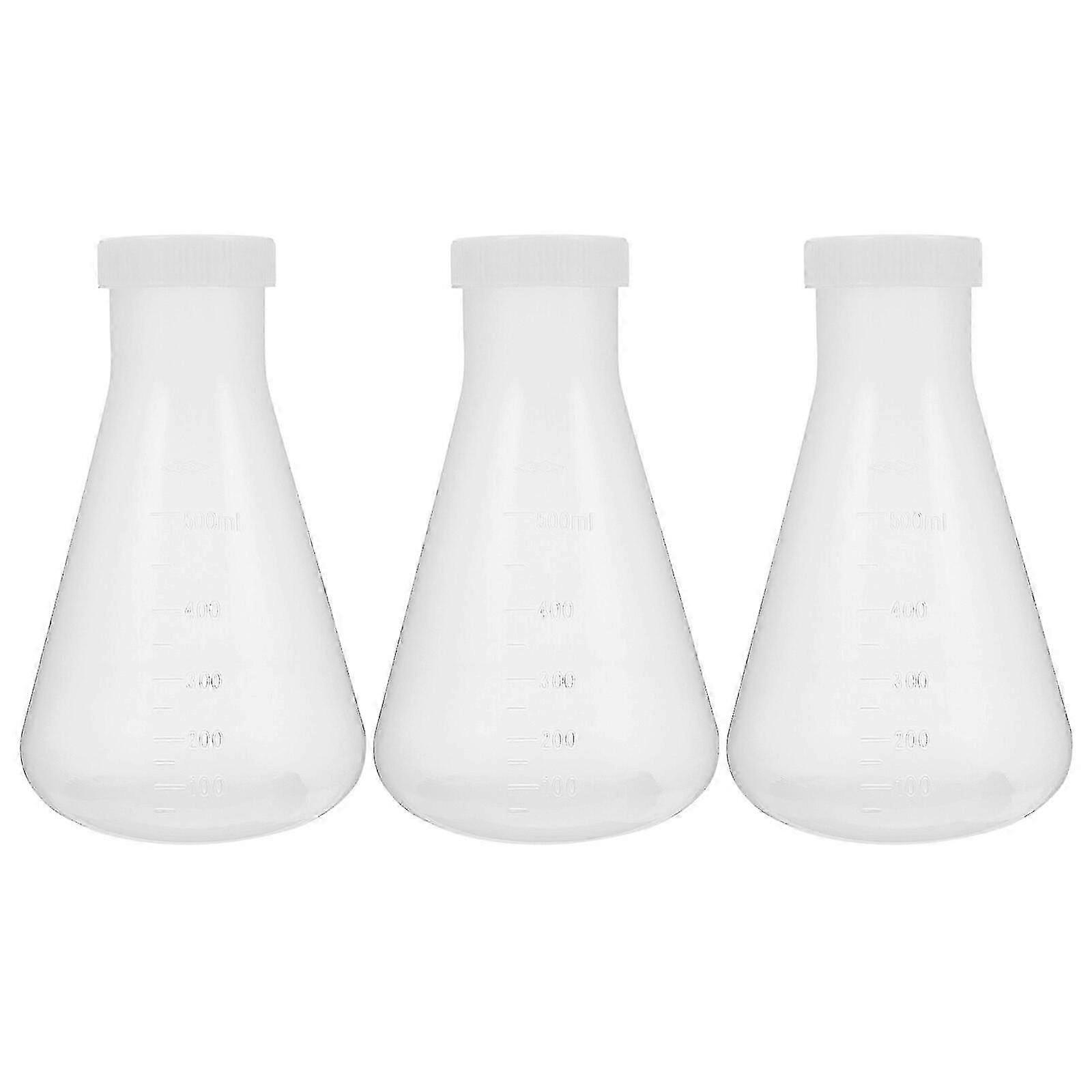 3pcs Plastic Erlenmeyer Flask Transparent Science Flask Practical Conical Flask
