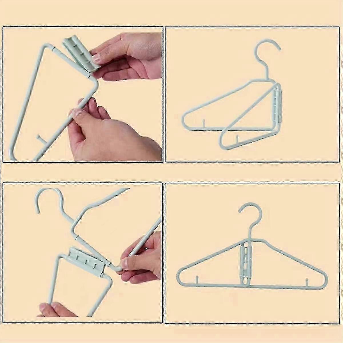 8Pcs White Foldable Hangers, Space Saving Clothes Hanger compatible with Wardrobe