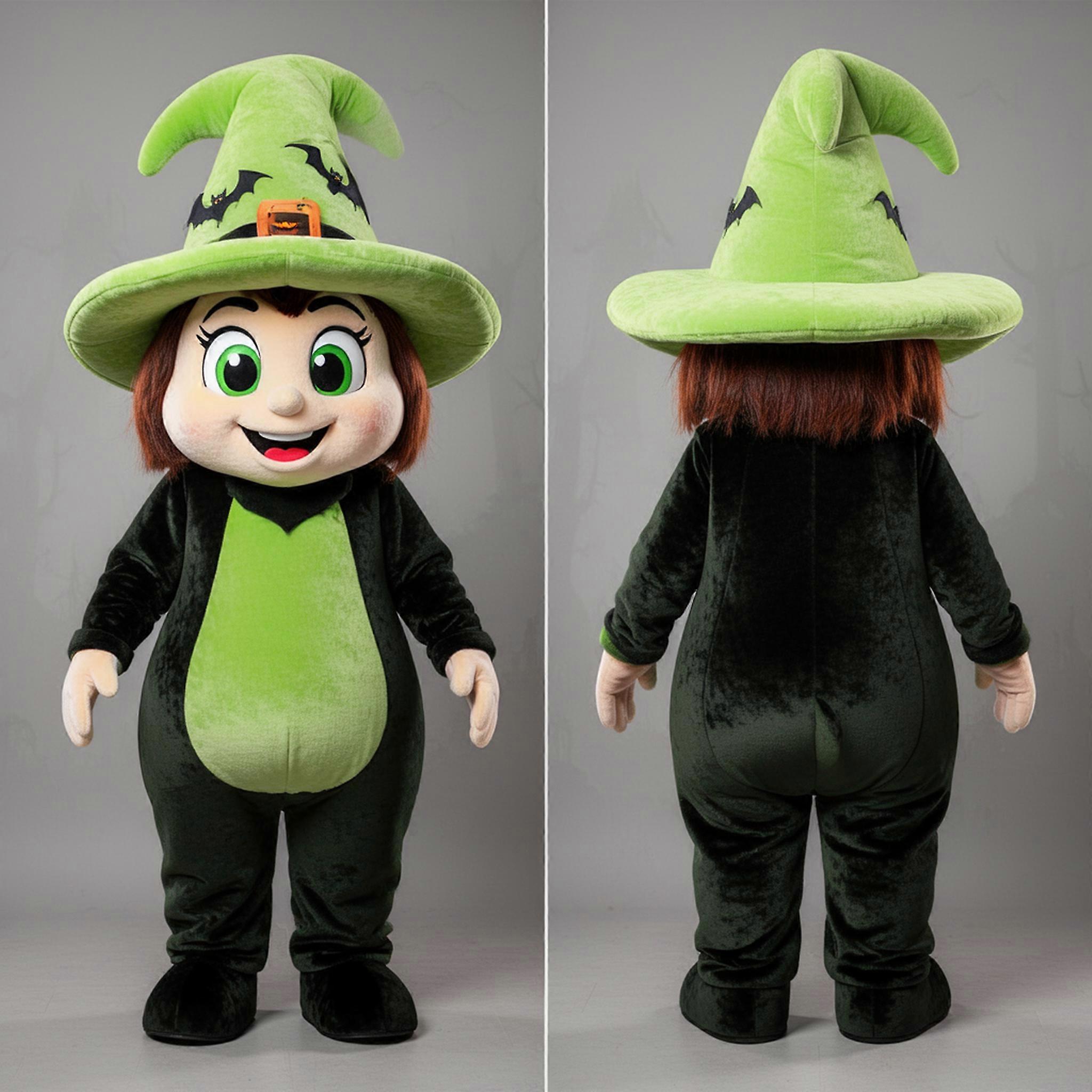 MASTICOT Lime Green Whimsical Witchs Hat Mascot