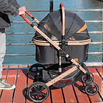 4-in-1 -lemmikkivaunu pienille ja keskikokoisille koirille, kokoontaitettava, kevyt, kissavaunu, koiravaunu, maastoajeluihin sopivat 4 pyörää, pentuvaunu, jossa on kantohihna.