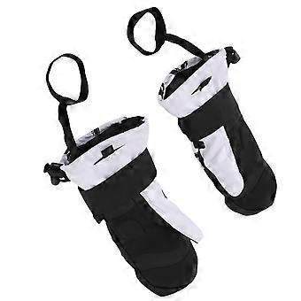 Kids Ski Gloves with Wrist Guards Rainproof Shockproof Warm Plush Interior Kids Snow Gloves for Winter Cold Weather Outdoor Sports White L