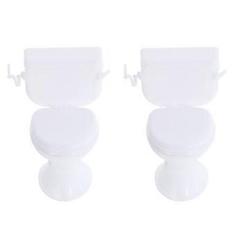 2Pcs Wwawa Toilet Miniature Model for Kid Plastic White Bathroom