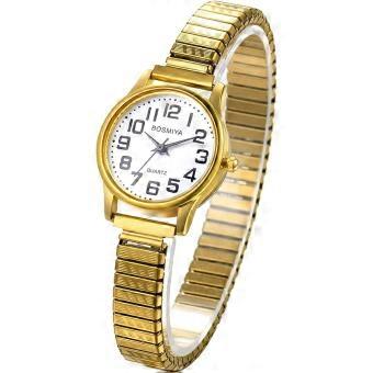 Gold Watches Women Stretch Strap Analog Bracelet Watch Ladies Simple Gold Plated Elastic Band Wristwatch