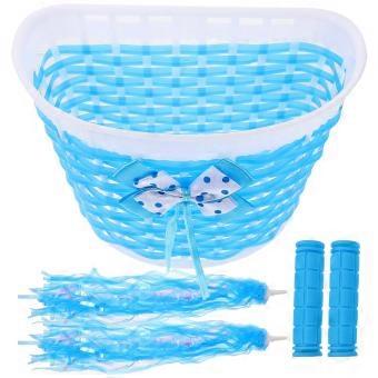 Kids Bike Basket Set with Handlebar Cover and Streamers for Scooters 1Set