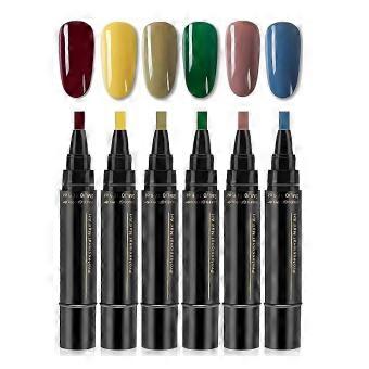 6Pcs 3-In-1 Nail Polish Pen Quick Drying UV Free Acrylic Paint Nail Pen Waterproof Portable Travel
