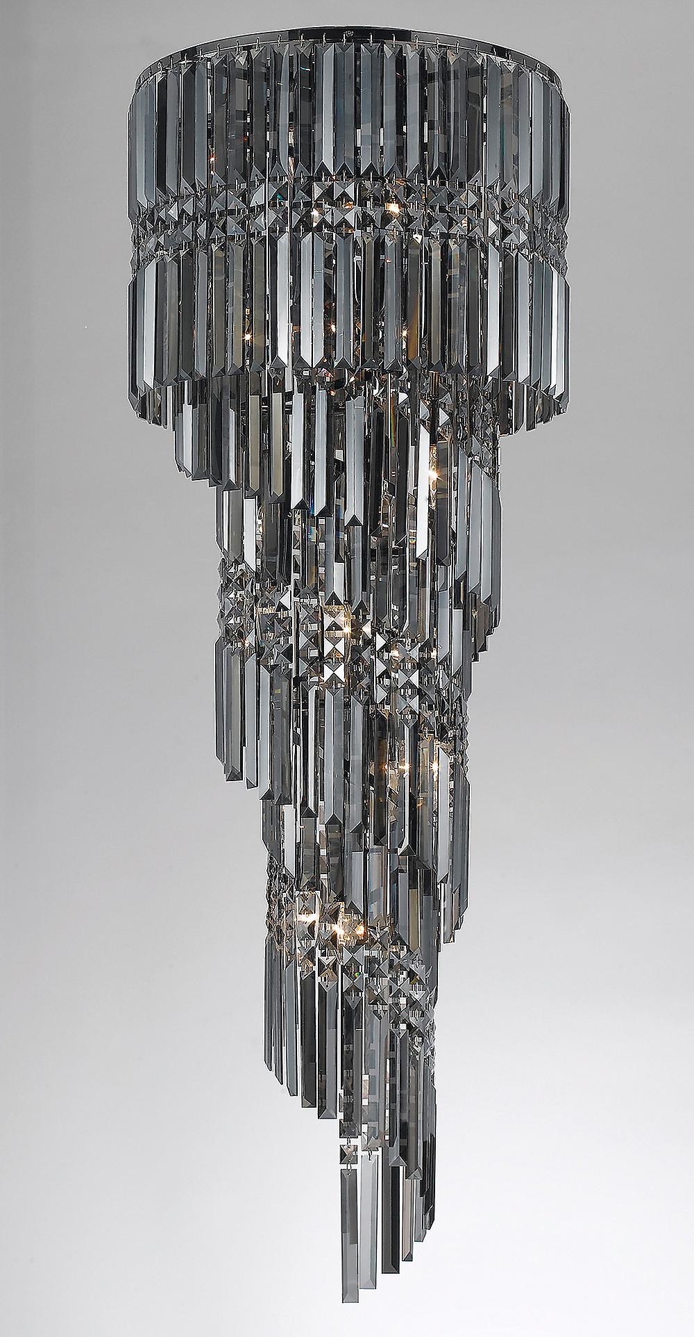 Impex Toronto 14 Light Gun Metal Smoked Crystal Flush Fitting