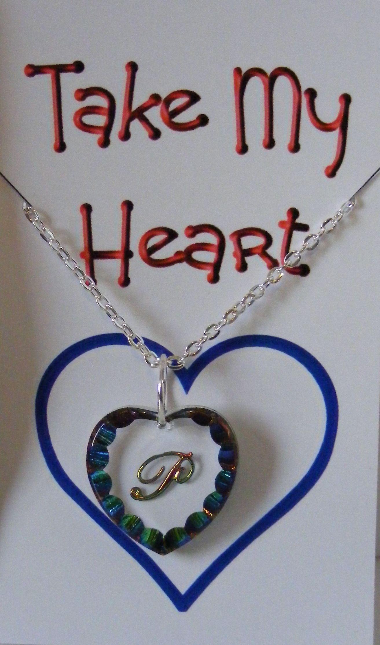 Heliotrope Initial Heart Crystal Pendant Necklace - P