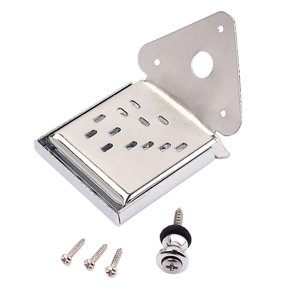 Chrome Mandolin Tailpiece with Screw Strap Button Pick for Cigar Box Guitar