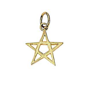 9ct Gold 13x13mm plain Pentangle Pendant or Charm