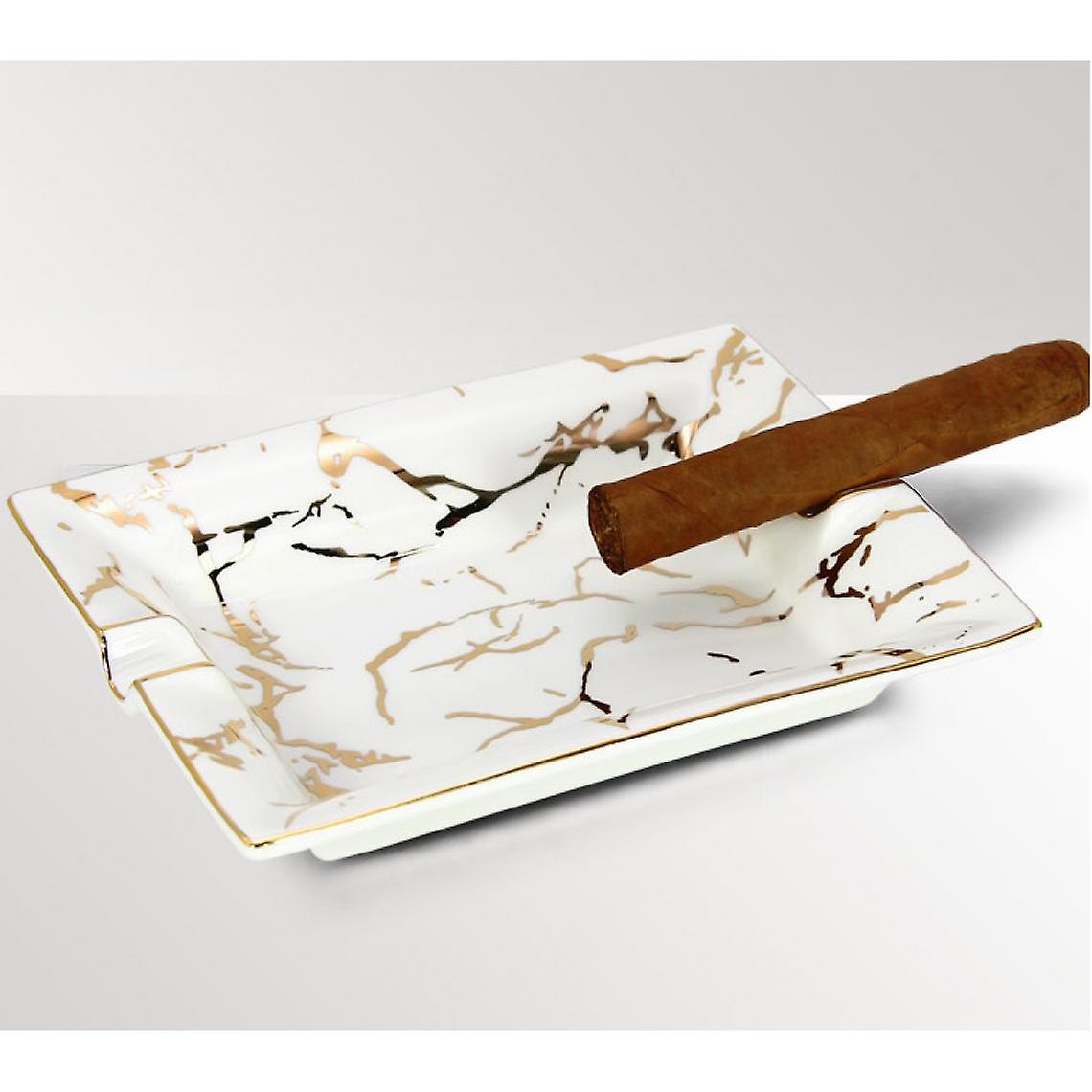 Marble Pattern Ceramic Ashtray, Cigar Ashtray, Large Size, Ash Palette, Fashionable Ashtray For Living Room(white)