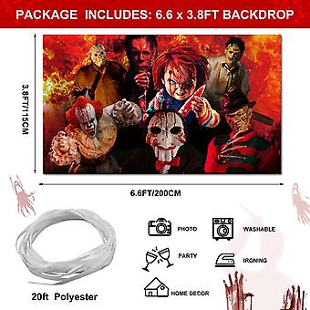 Scary Halloween Photo Backdrop - Horror Movie Character Banner For Party Decorations