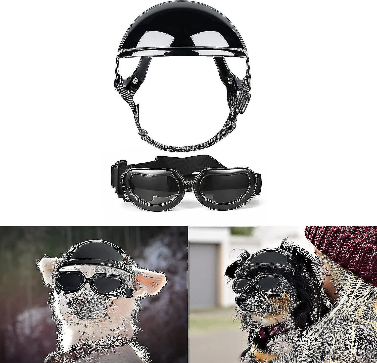 Dog Sunglasses And Helmet For Small Breed, Uv Protection Small Dog Goggles, Wind Proof Dog Motorcycle Hel