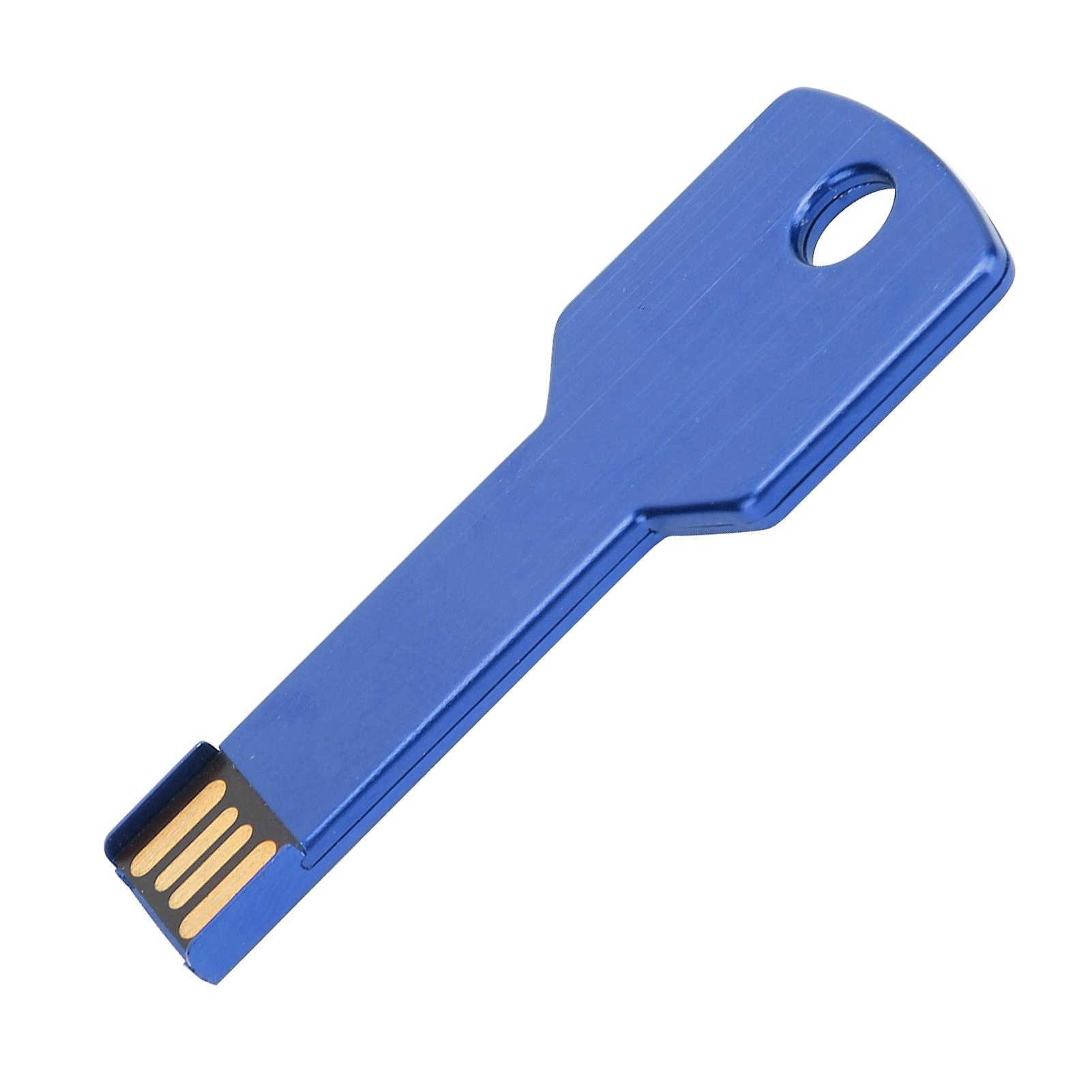 Blue USB Flash Drive Key Shape USB Memory Disc Plug and Play U Disc for Computer Car Use32GB