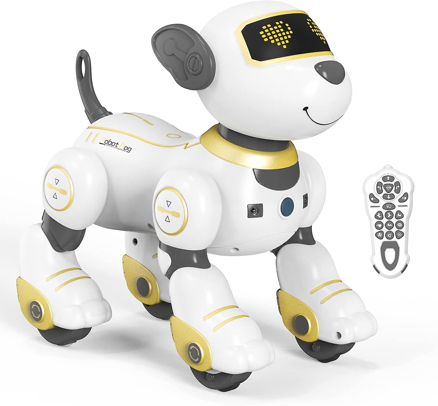 Fernbedienung Roboter Hundespielzeug für Kinder, programmierbarer Roboter Welpe, Smart Interaktives Stunt Roboter Hundespielzeug (A.Gold)