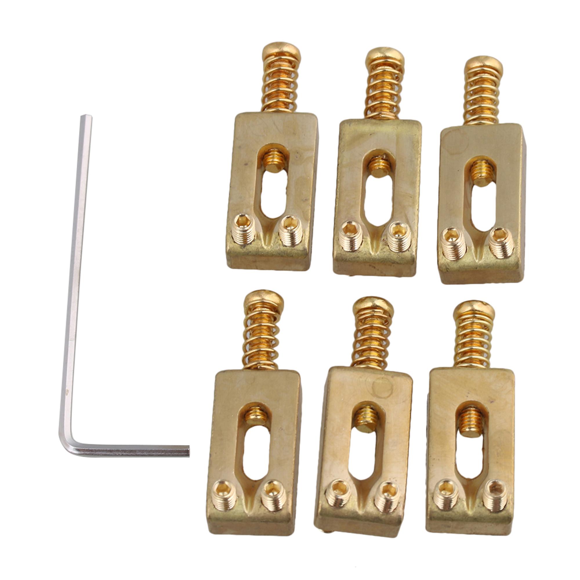 Gold Color Brass Compensated Bridge Saddles for Electric Guitar Set of 6