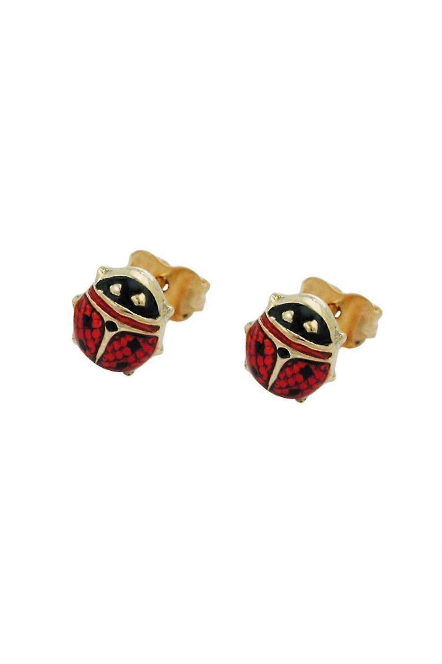 Earrings Ladybird Red-black 9k Gold - Gl430982