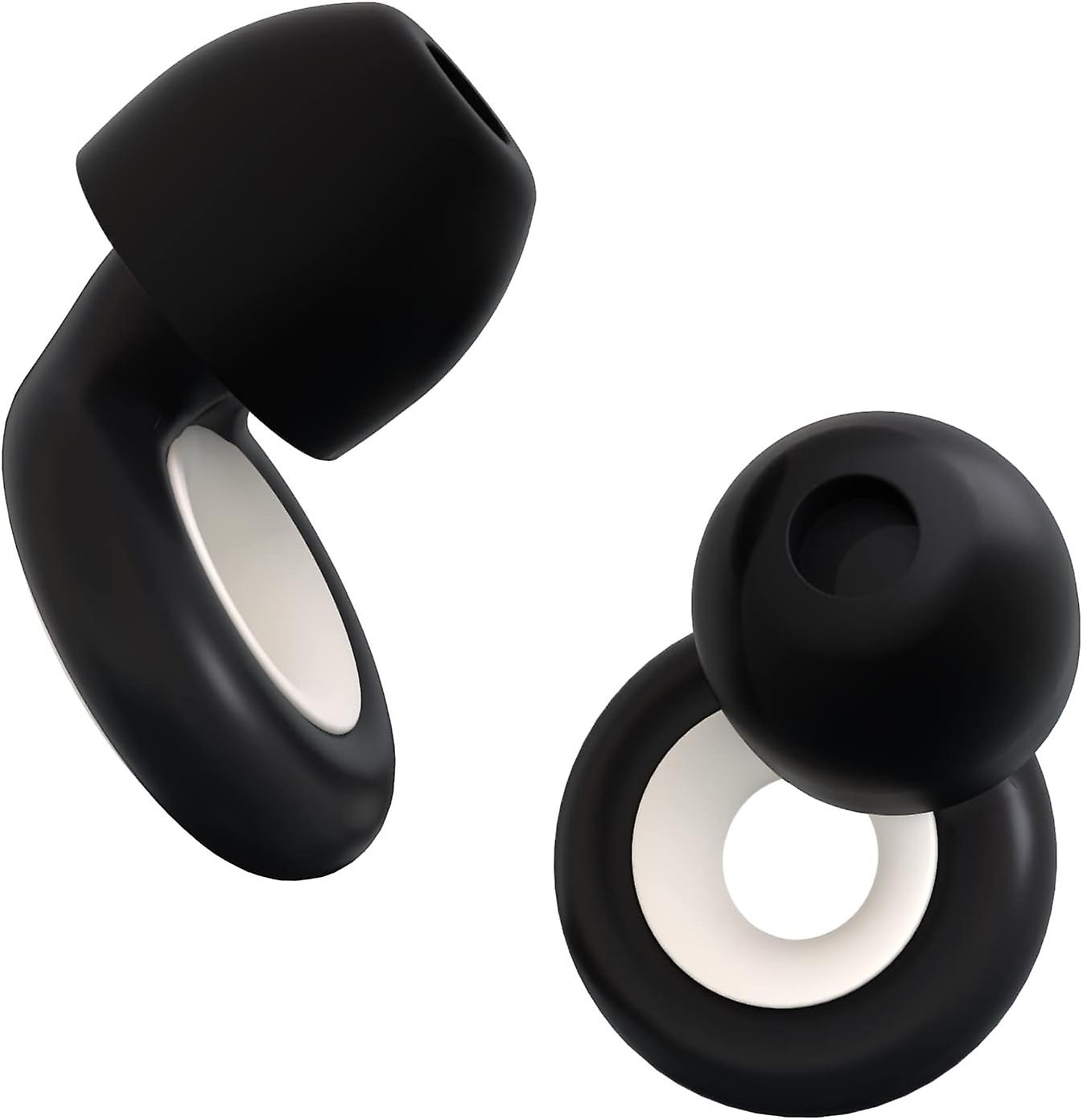 1 pair of black and white loop-silent noise-cancelling earplugs, ultra-soft, reusable, suitable for sleeping