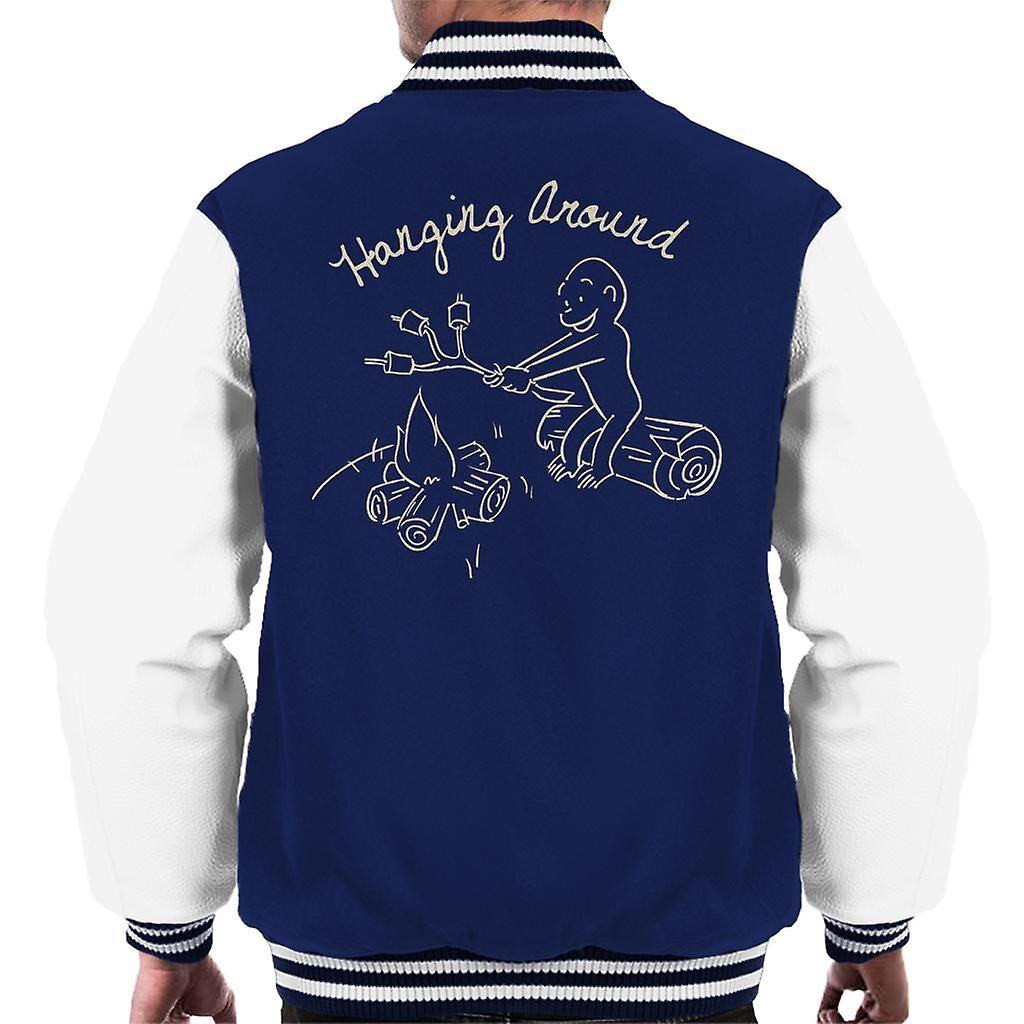 Curious George Hanging Around The Campfire Men's Varsity Jacket