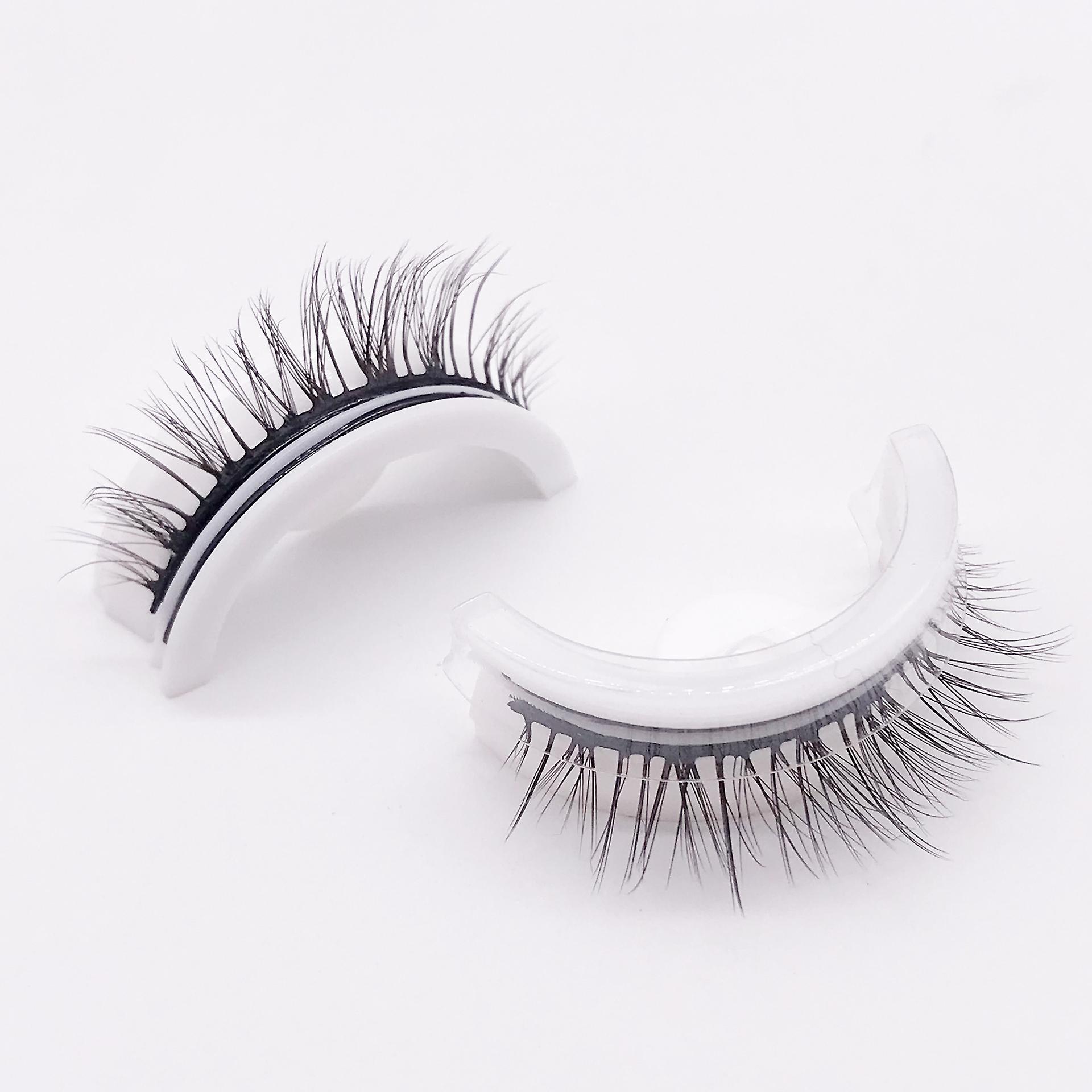 2 Pcs Reusable Self Adhesive Eyelashes Natural 3D Mink Glue-Free False Eyelashes