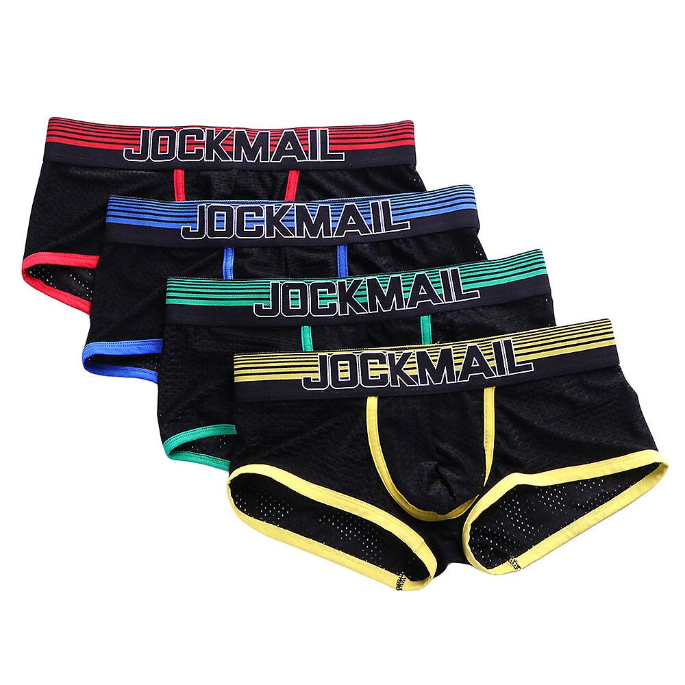 Breathable Mesh Boxer Briefs For Men - Spell Color Pouch Underwear